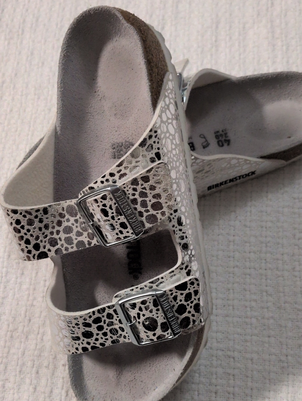 Birkenstock Kids Silver Two-Strap Sandals - Picture 3 of 7